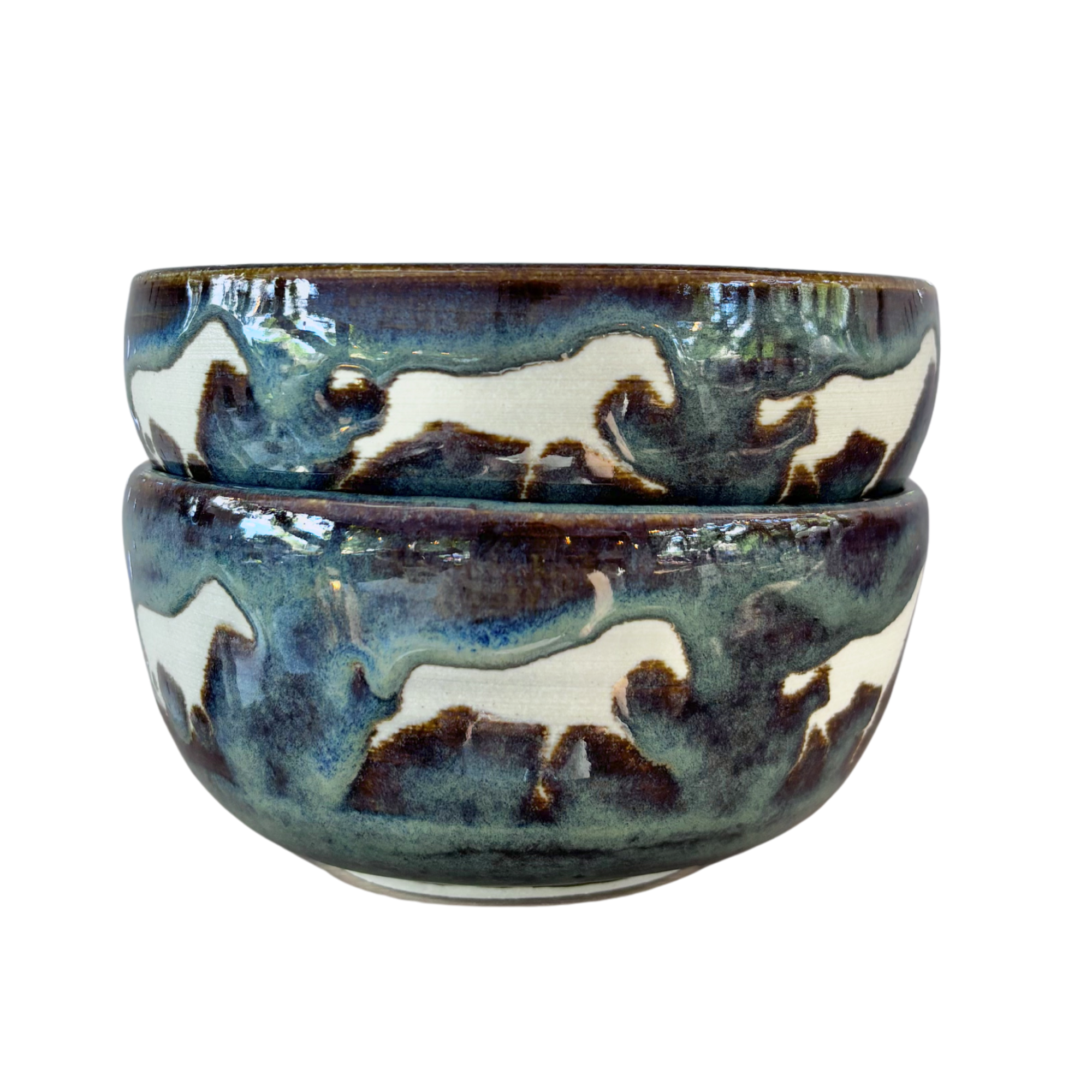 Cereal Bowls - Blue Zoetrope Horses
