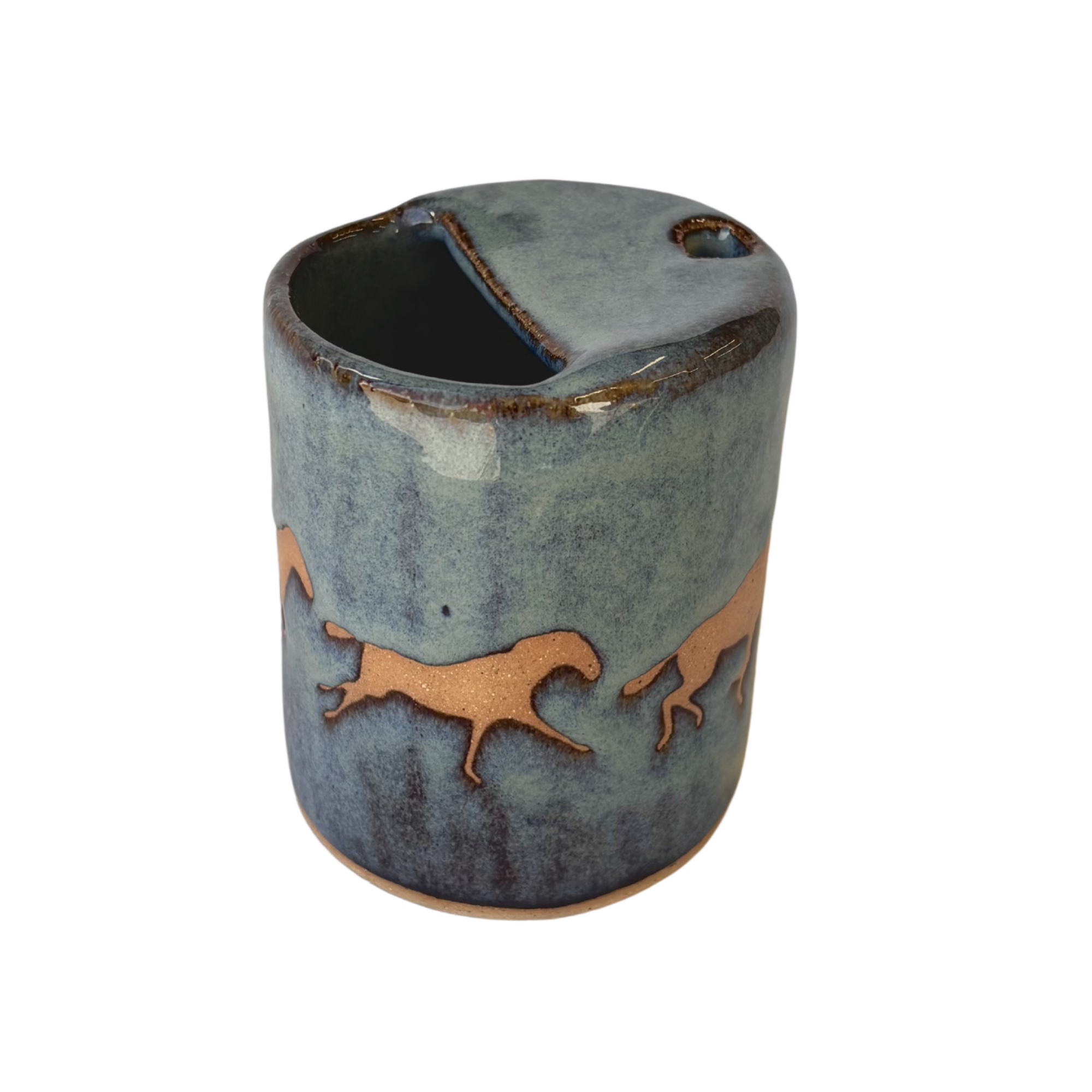 Cortado Travel Mug - Blue Zoetrope Horses
