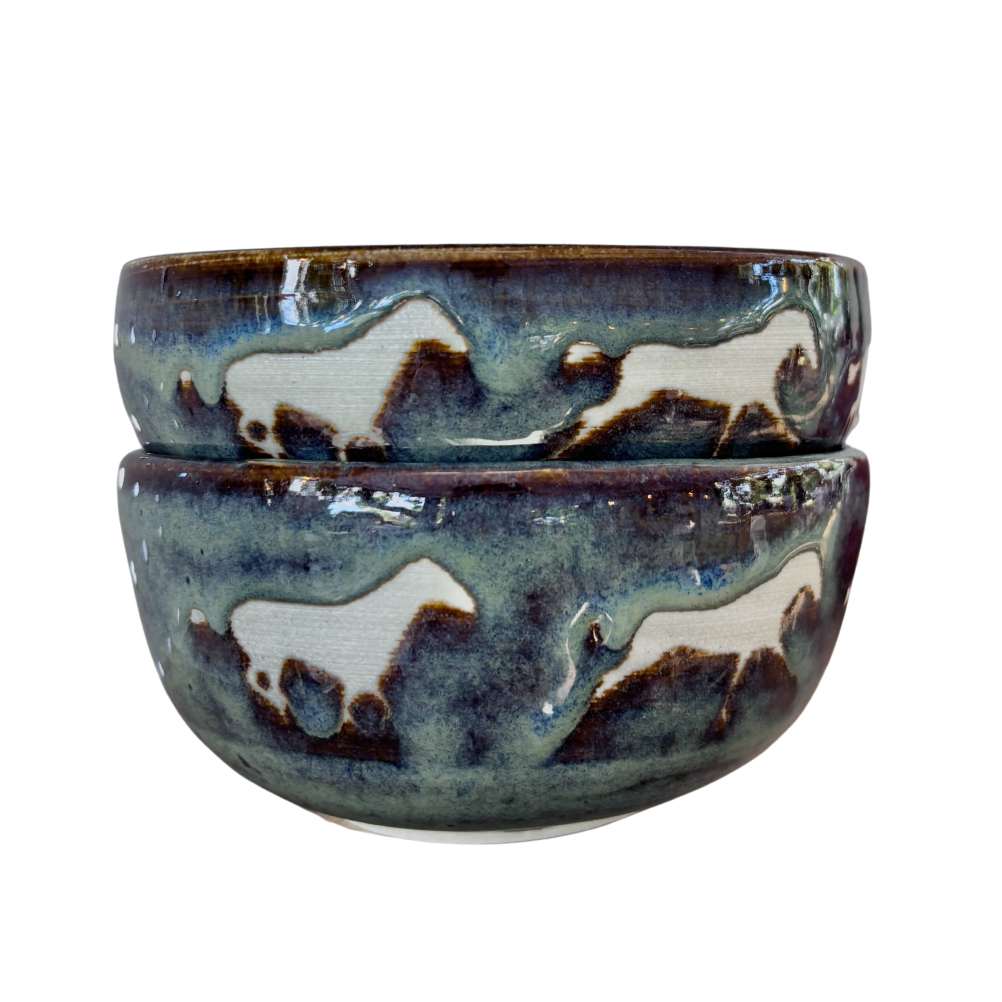 Cereal Bowls - Blue Zoetrope Horses