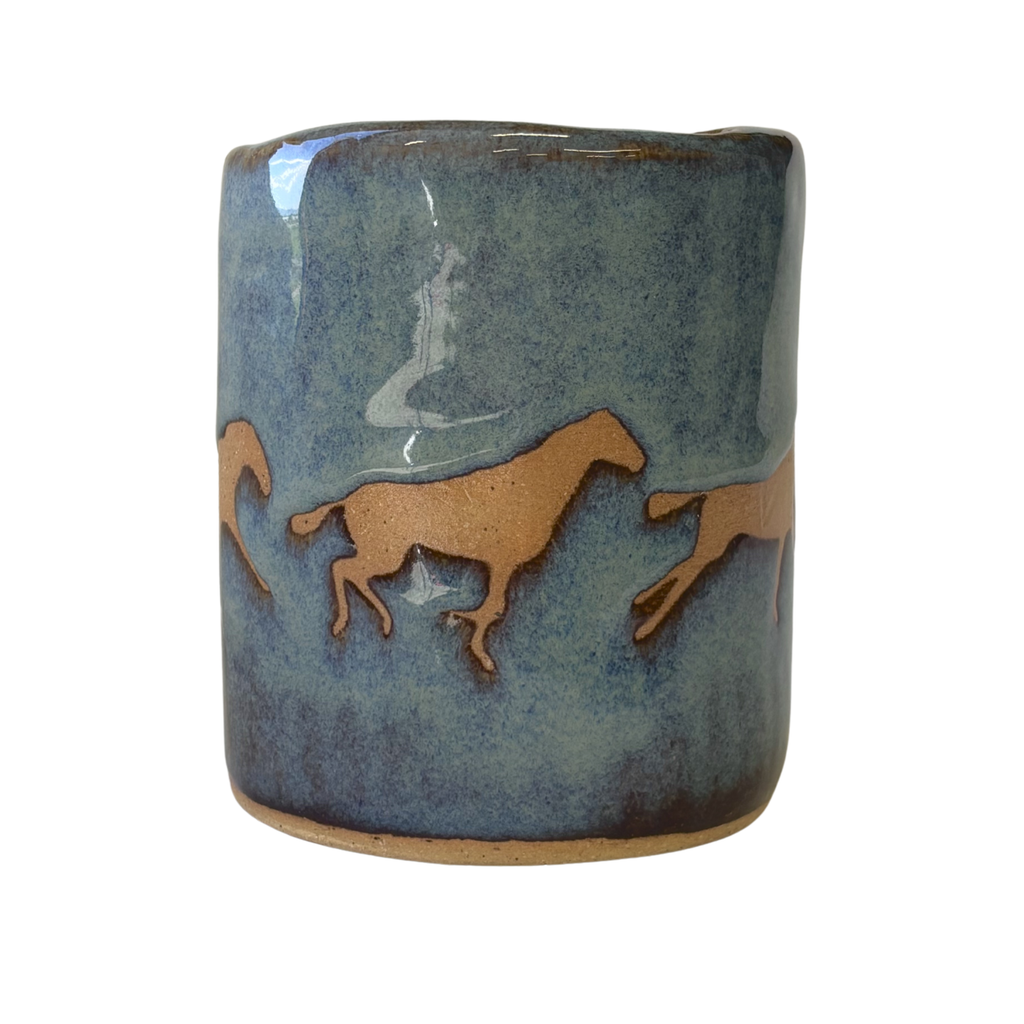 Cortado Travel Mug - Blue Zoetrope Horses