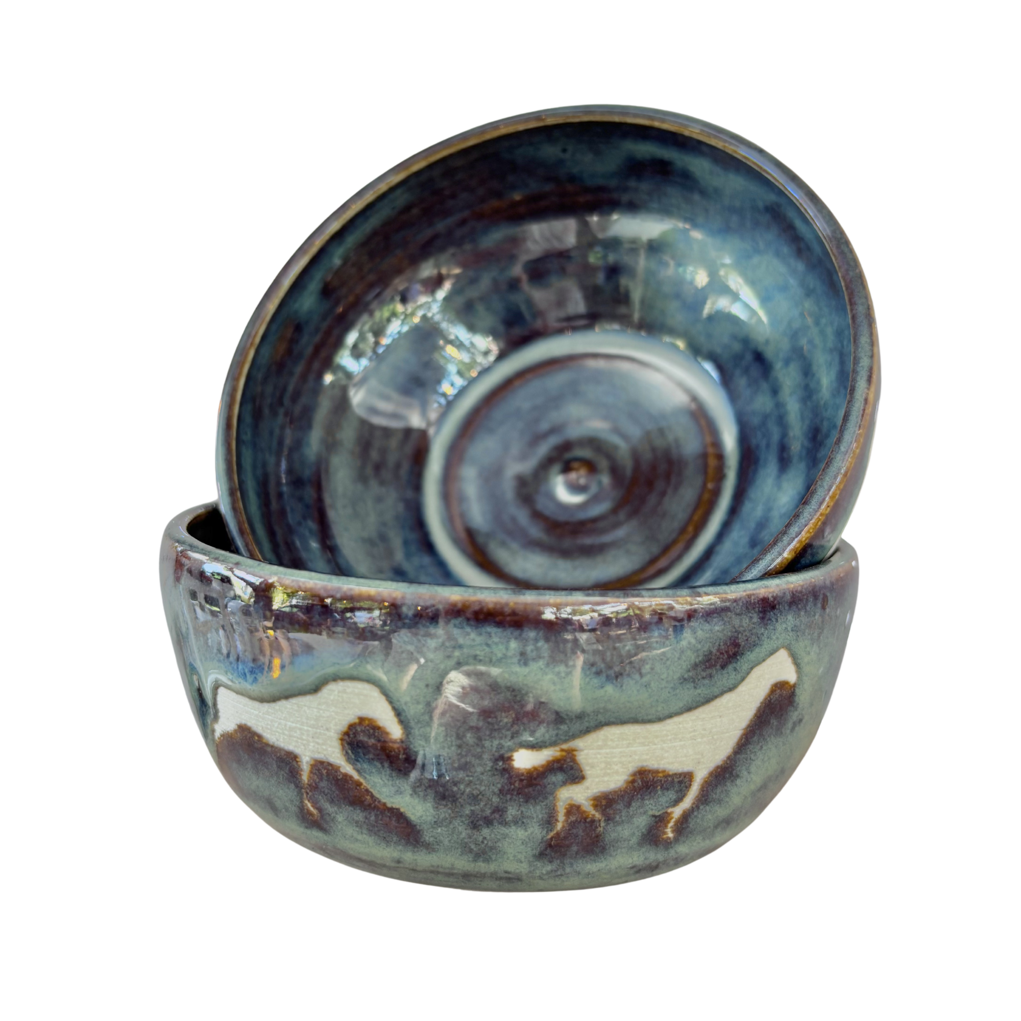 Cereal Bowls - Blue Zoetrope Horses