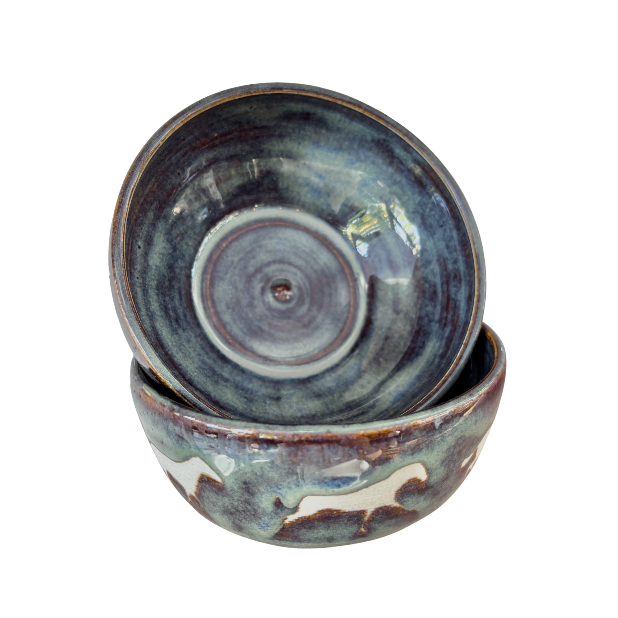 Cereal Bowls - Blue Zoetrope Horses